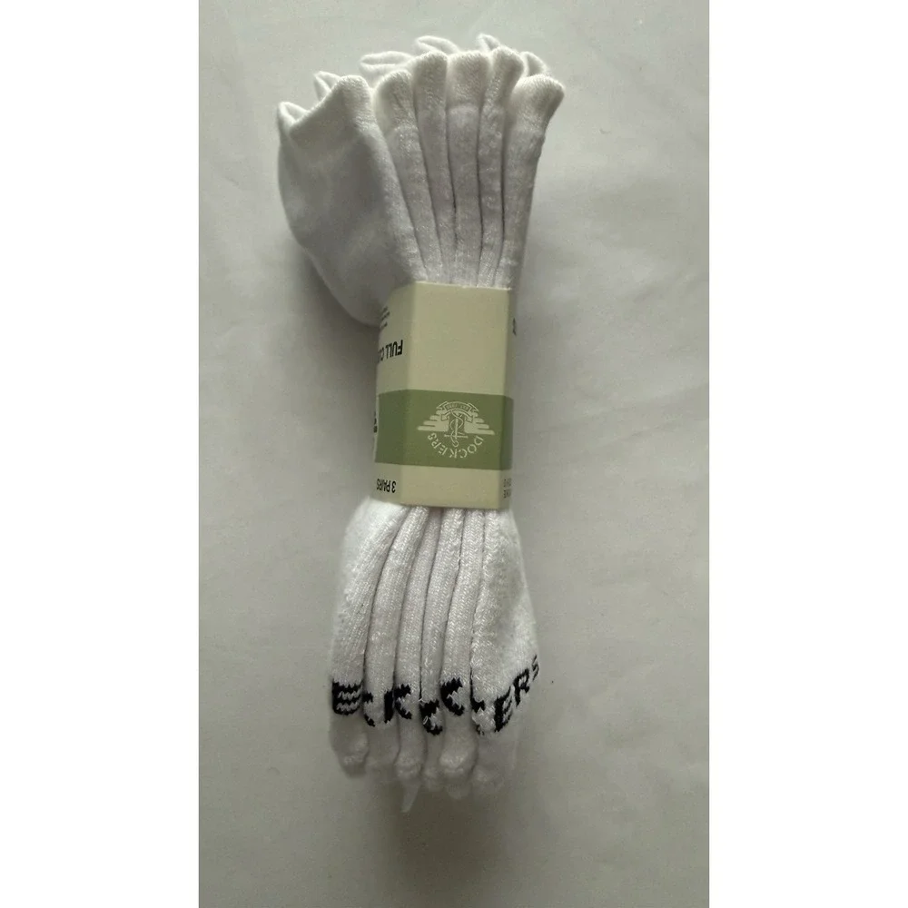 Men's Full Cushion Low Cut Socks Size 6-12 New White 3 Pk Dockers Brand